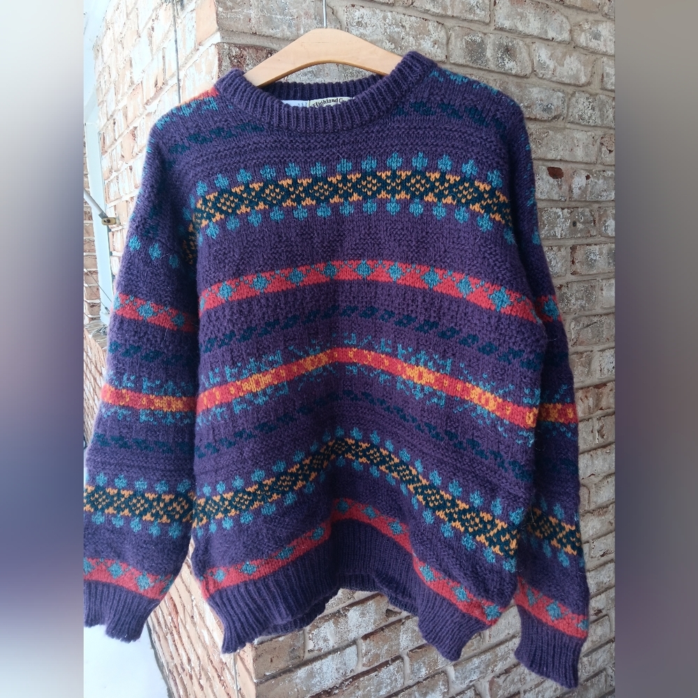 Scottish Wool Sweater In Colorful Pattern